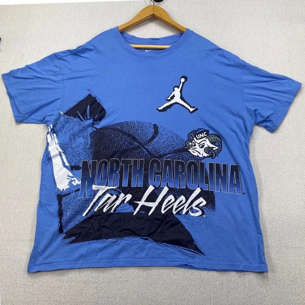 Nike Jordan North Carolina Tar Heels Mens 2XL Blue Graphic T-Shirt UNC Jumpman